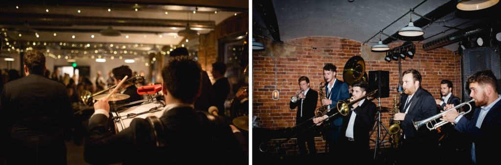 hyde park brass band playing northern monk brewery wedding venue leeds