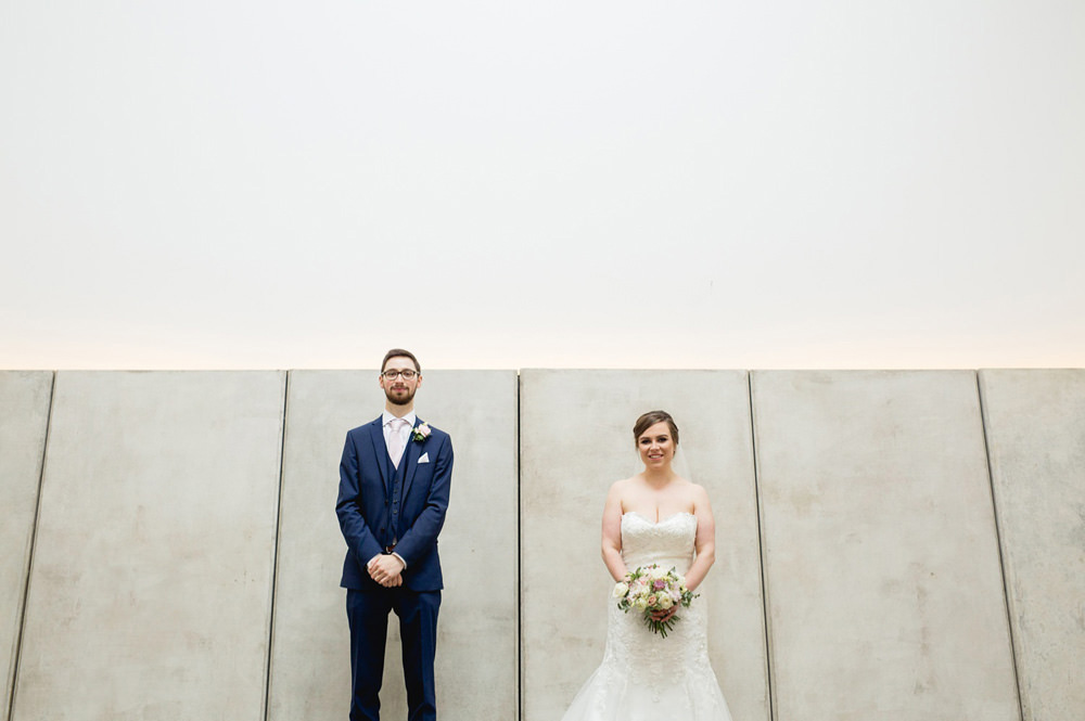 quirky wedding portraits at the YSP deer shelter near leeds