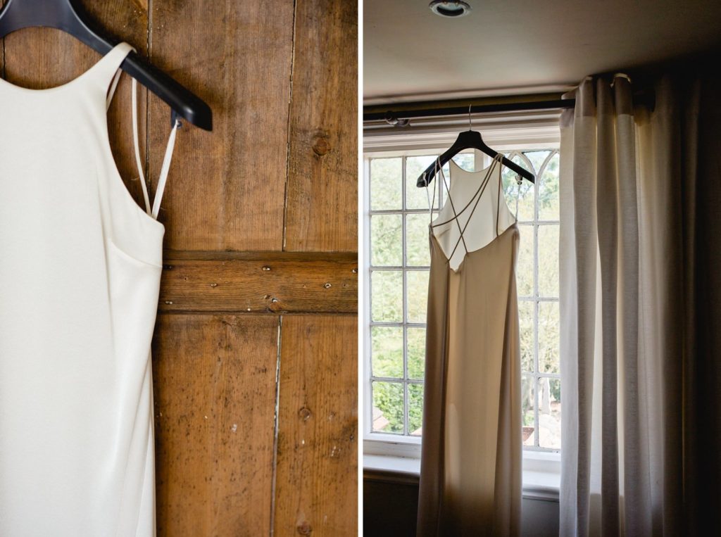 Net-a-Porter wedding dress hung up at home