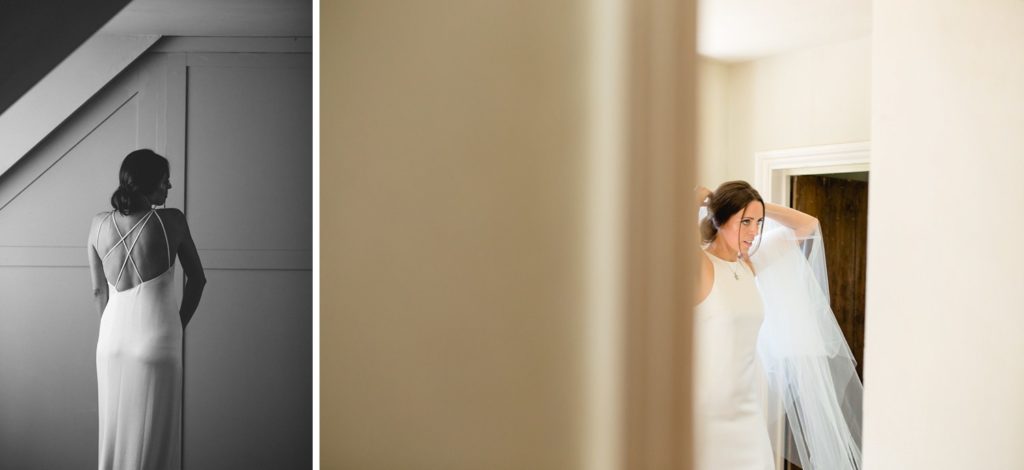 modern wedding photograph of bride getting ready at home