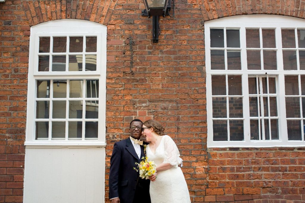 fun and natural wedding portrait in leeds city centre